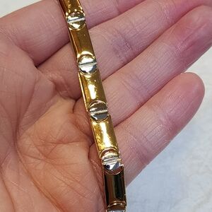 Vintage Screw Bracelet Gold Toned with Silver Toned Screws